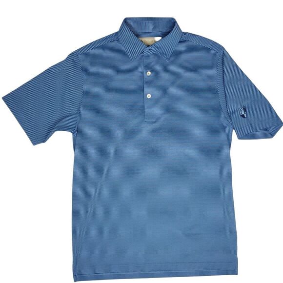 Donald Ross Golf Polo Men's Small‎ Blue Striped Short Sleeve Shirt Forest Lake - Picture 1 of 11